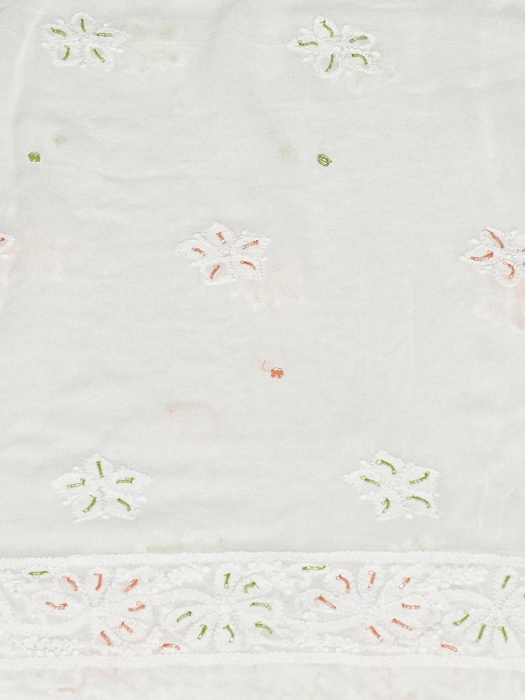 Ada Hand Embroidered White Viscose Georgette Lucknowi Chikankari Unstitched Kurta Dupatta Set With Cutdana Work 01A731349