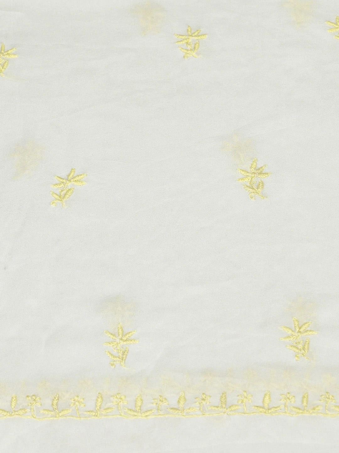 Ada Hand Embroidered White Viscose Georgette Lucknowi Chikankari Unstitched Kurta Dupatta Set 01A602160