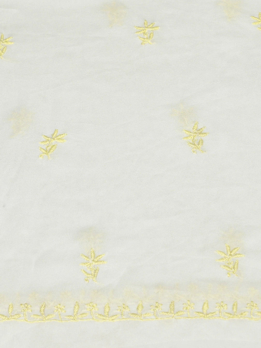 Ada Hand Embroidered White Viscose Georgette Lucknowi Chikankari Unstitched Kurta Dupatta Set 01A602160