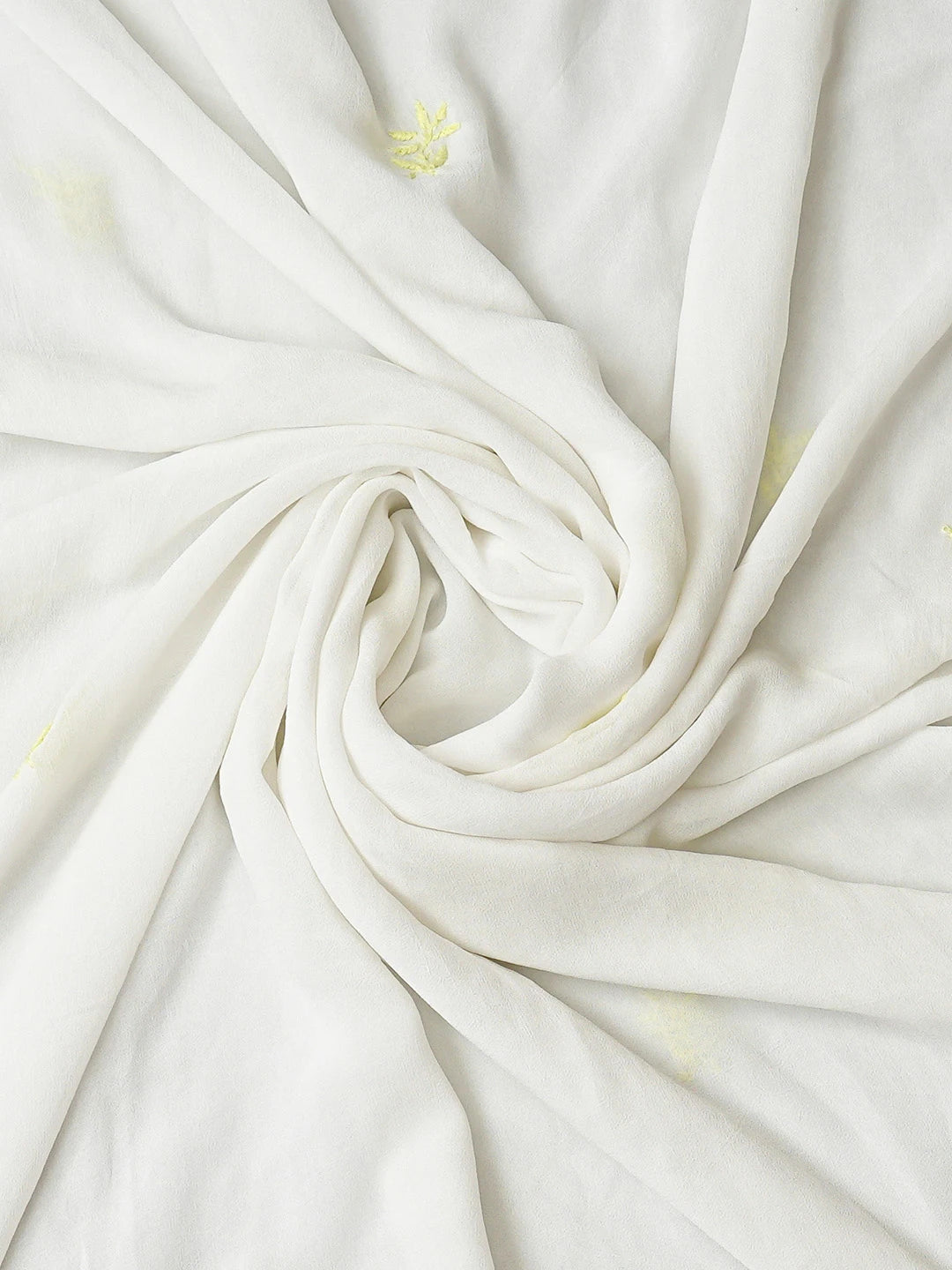 Ada Hand Embroidered White Viscose Georgette Lucknowi Chikankari Unstitched Kurta Dupatta Set 01A602160