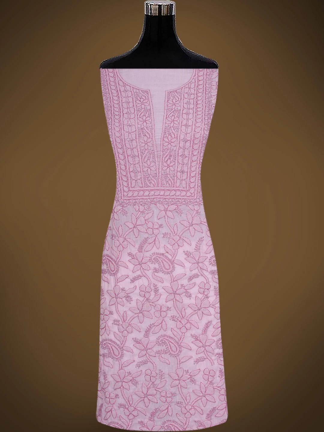 Ada Hand Embroidered Pink Cotton Lucknowi Chikankari Unstitched Suit Piece 01A829727