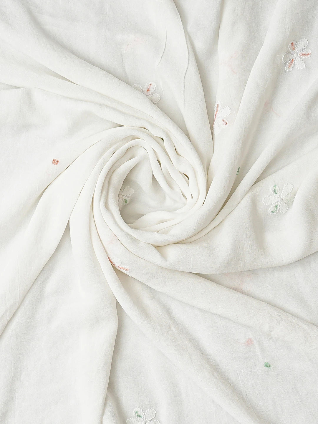 Ada Hand Embroidered White Viscose Georgette Lucknowi Chikankari Unstitched Kurta Dupatta Set Wth Cutdana Work 01A731346