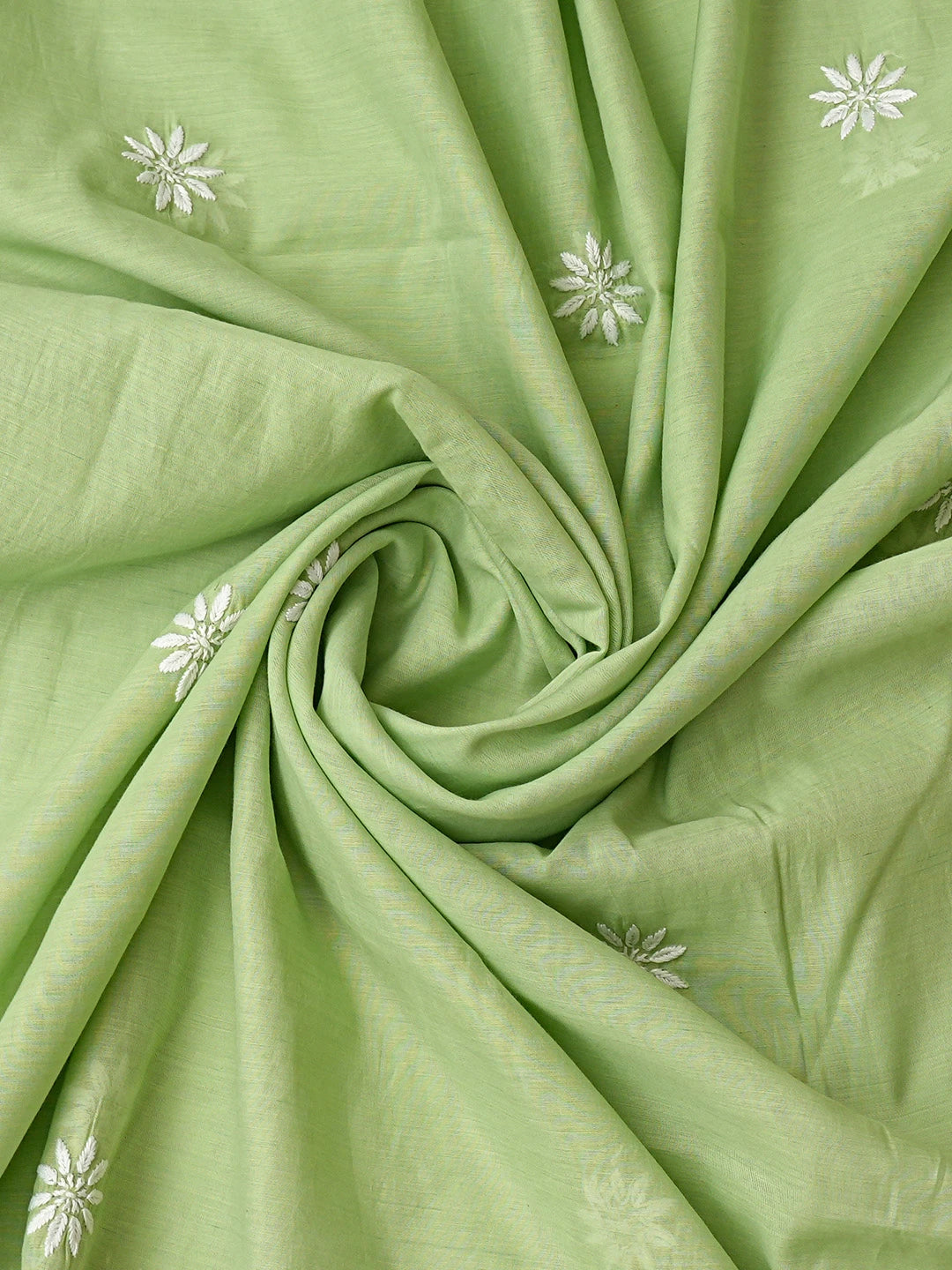 Ada Hand Embroidered Celadon Green Chanderi Lucknowi Chikankari Unstitched Kurta Dupatta Set 01A818438