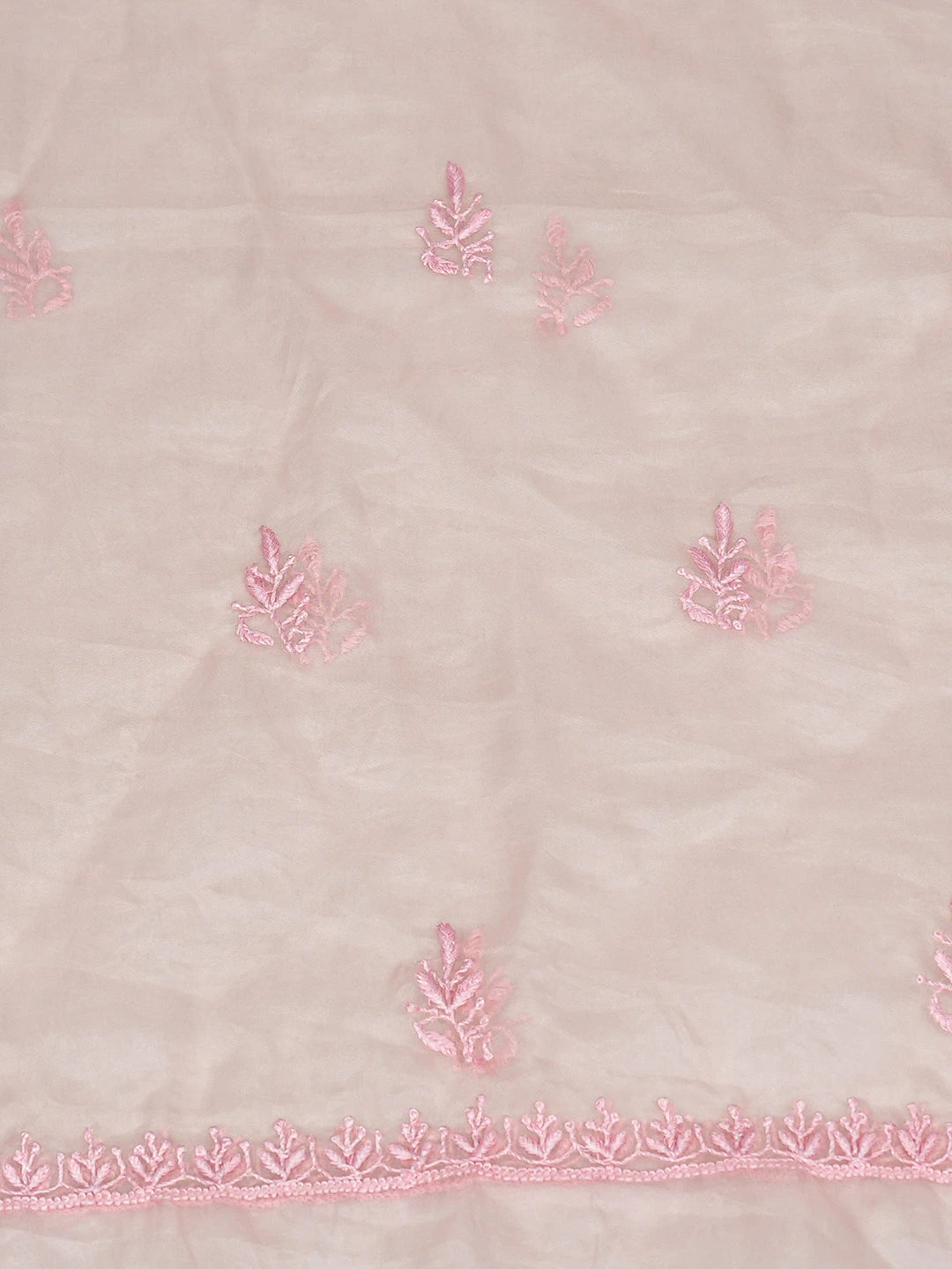Ada Hand Embroidered Cherry Blossom Pink Organza Lucknowi Chikankari Unstitched Kurta Dupatta Set 01A810562