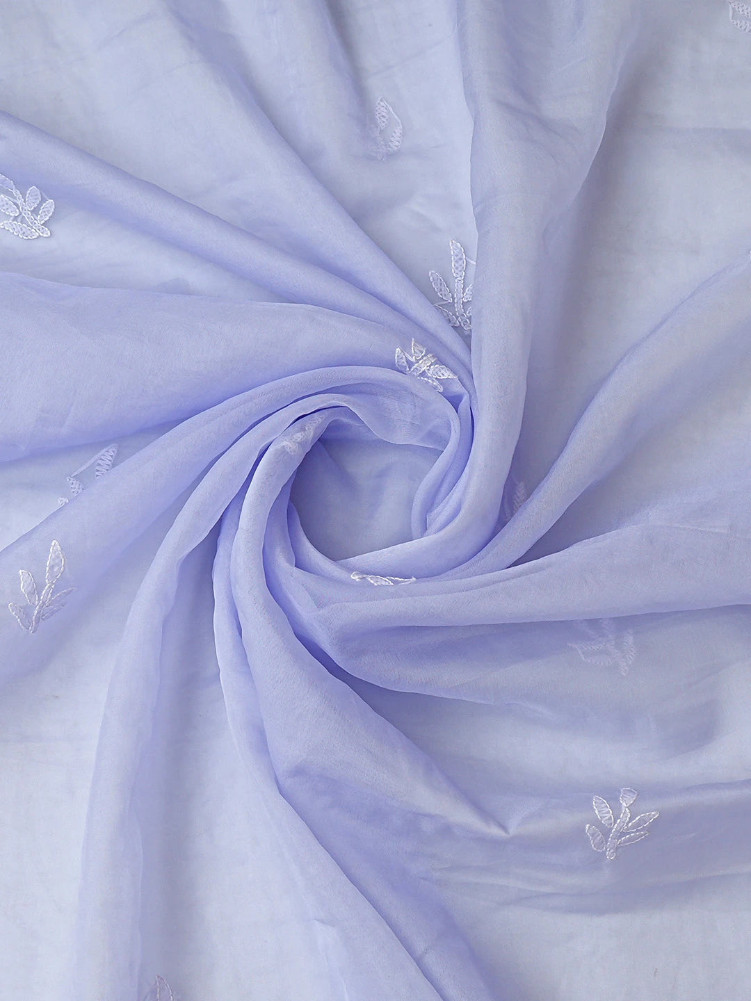 Ada Hand Embroidered Mauve Organza Lucknowi Chikankari Unstitched Kurta Dupatta Set 01A810577