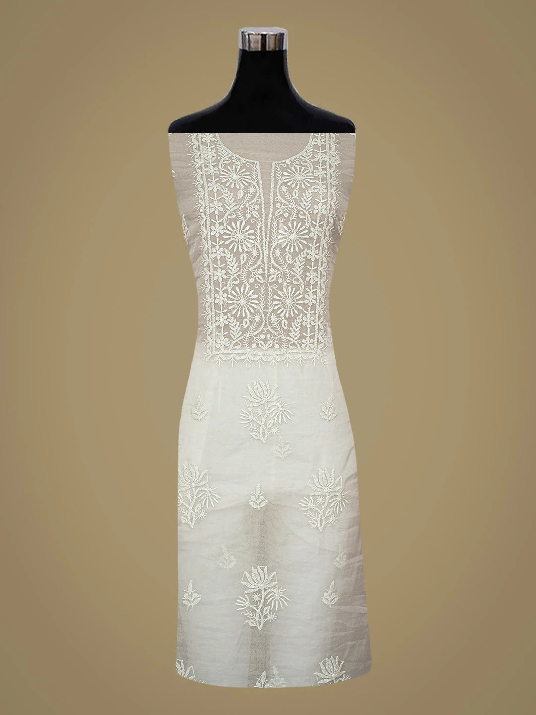 Ada Hand Embroidered Grey Organza Lucknowi Chikankari Unstitched Kurta Dupatta Set 01A810568