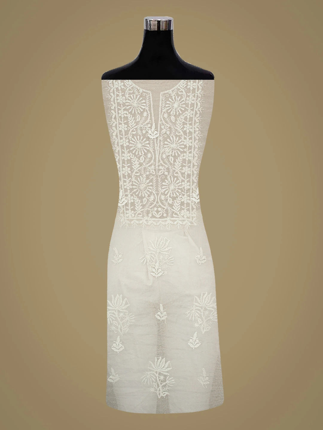 Ada Hand Embroidered Grey Organza Lucknowi Chikankari Unstitched Kurta Dupatta Set 01A810568