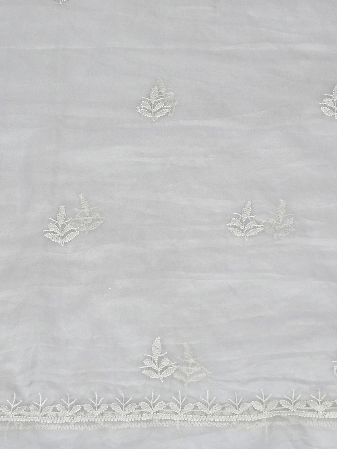 Ada Hand Embroidered Grey Organza Lucknowi Chikankari Unstitched Kurta Dupatta Set 01A810568
