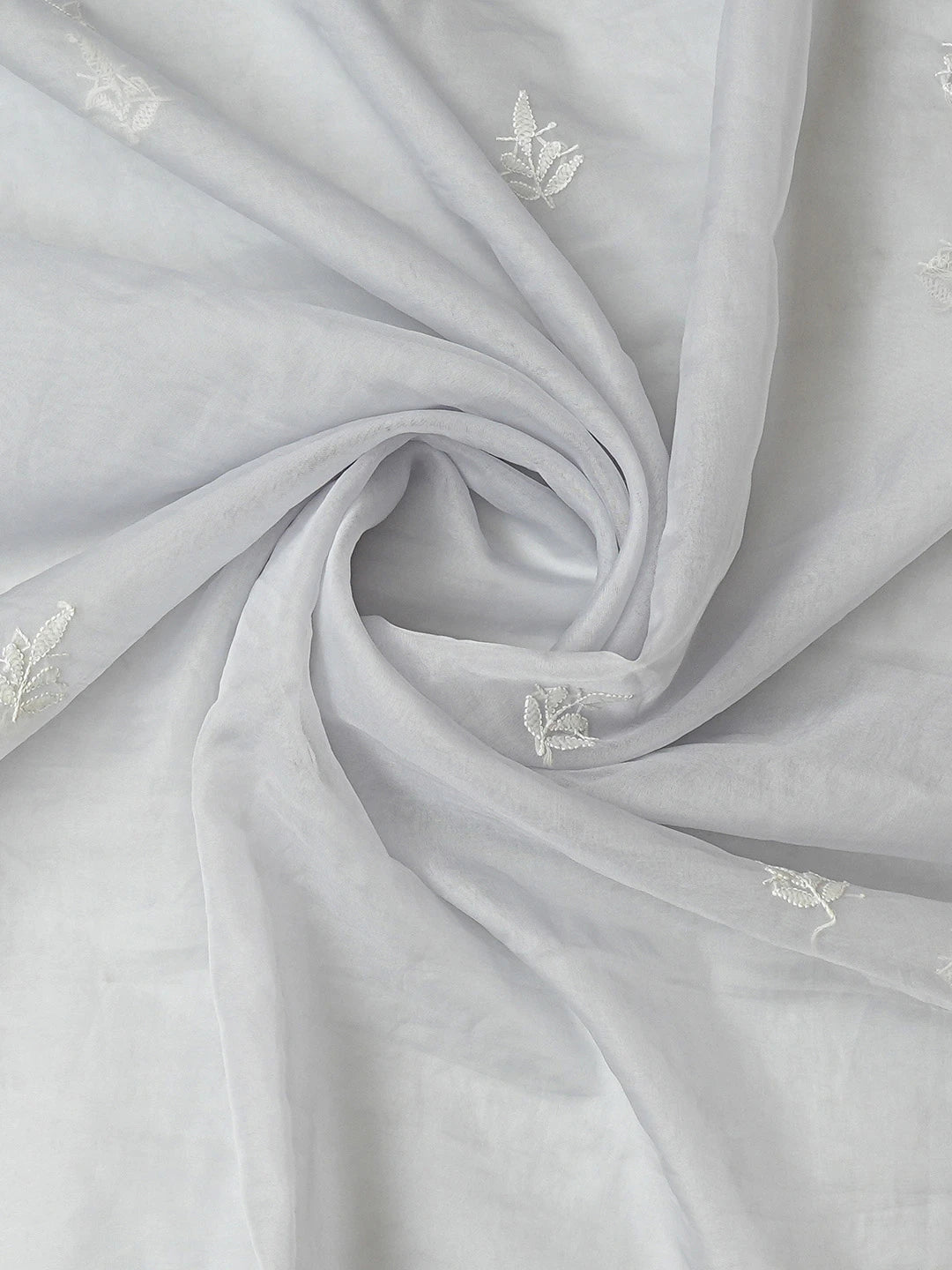 Ada Hand Embroidered Grey Organza Lucknowi Chikankari Unstitched Kurta Dupatta Set 01A810568
