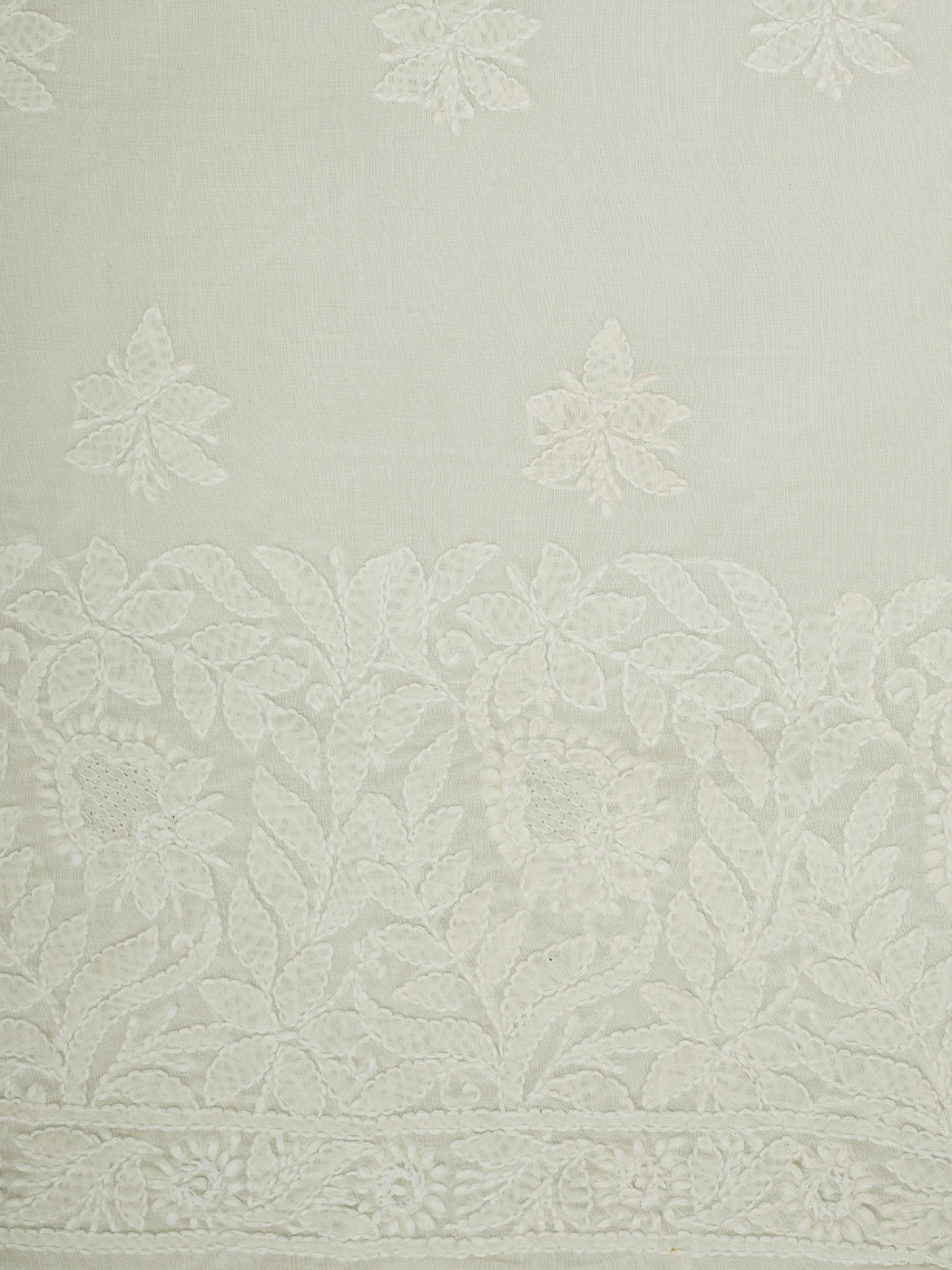 Ada Hand Embroidered Cream Cotton Lucknowi Chikankari Unstitched Kurta Piece 01A829666