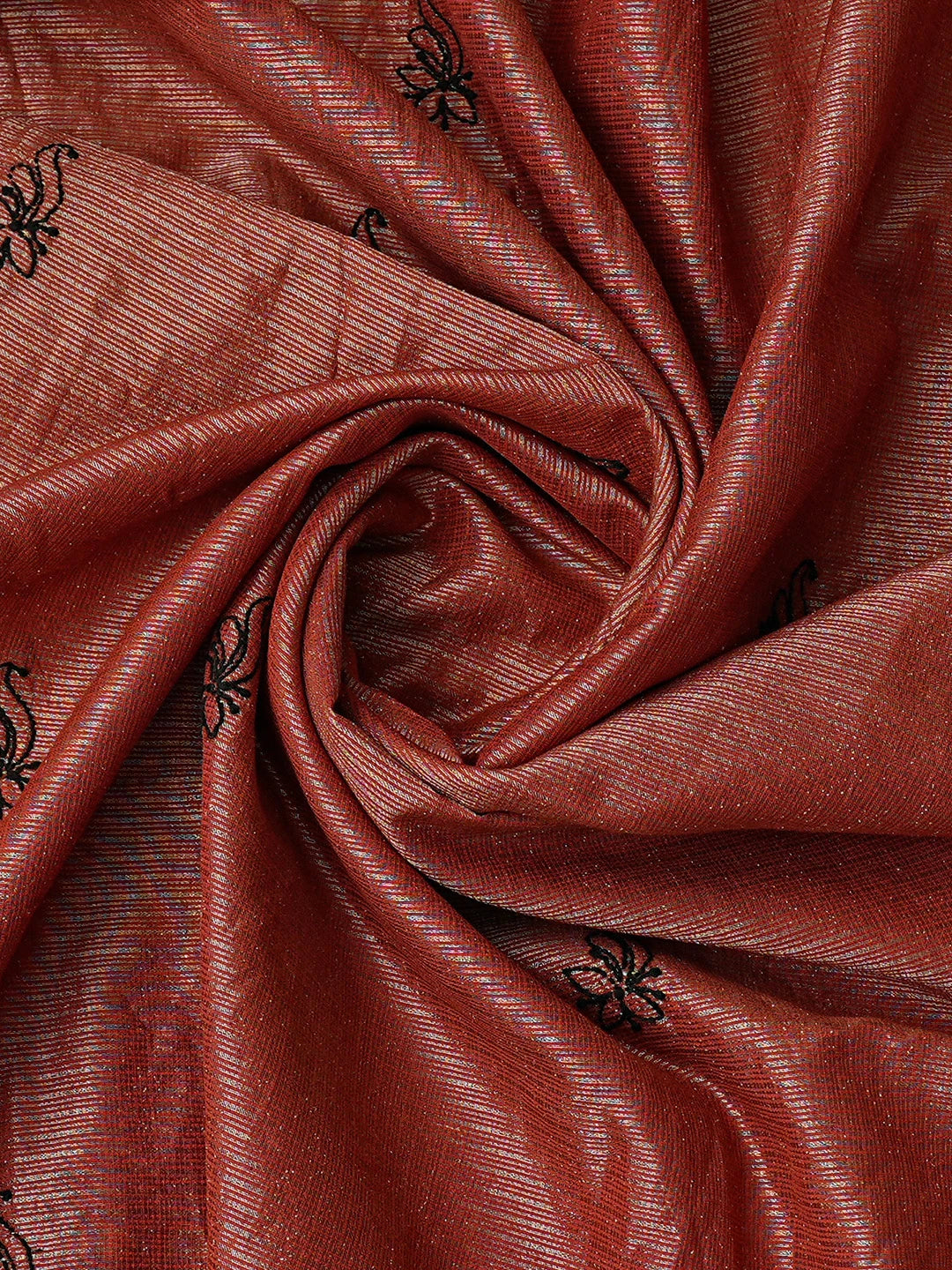 Ada Hand Embroidered Maroon Kota Tissue Lucknowi Chikankari Unstitched Kurta Dupatta Set 01A532688