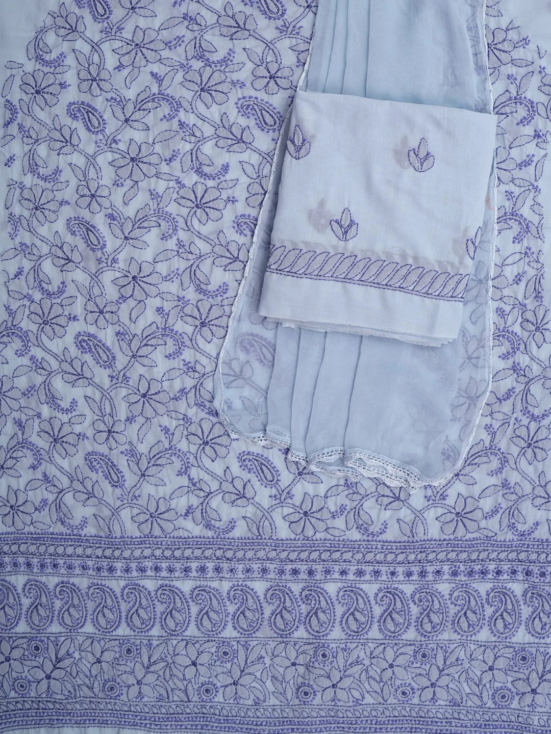 Ada Hand Embroidered Mauve Cotton Lucknowi Chikankari Unstitched Suit Piece 01A829718