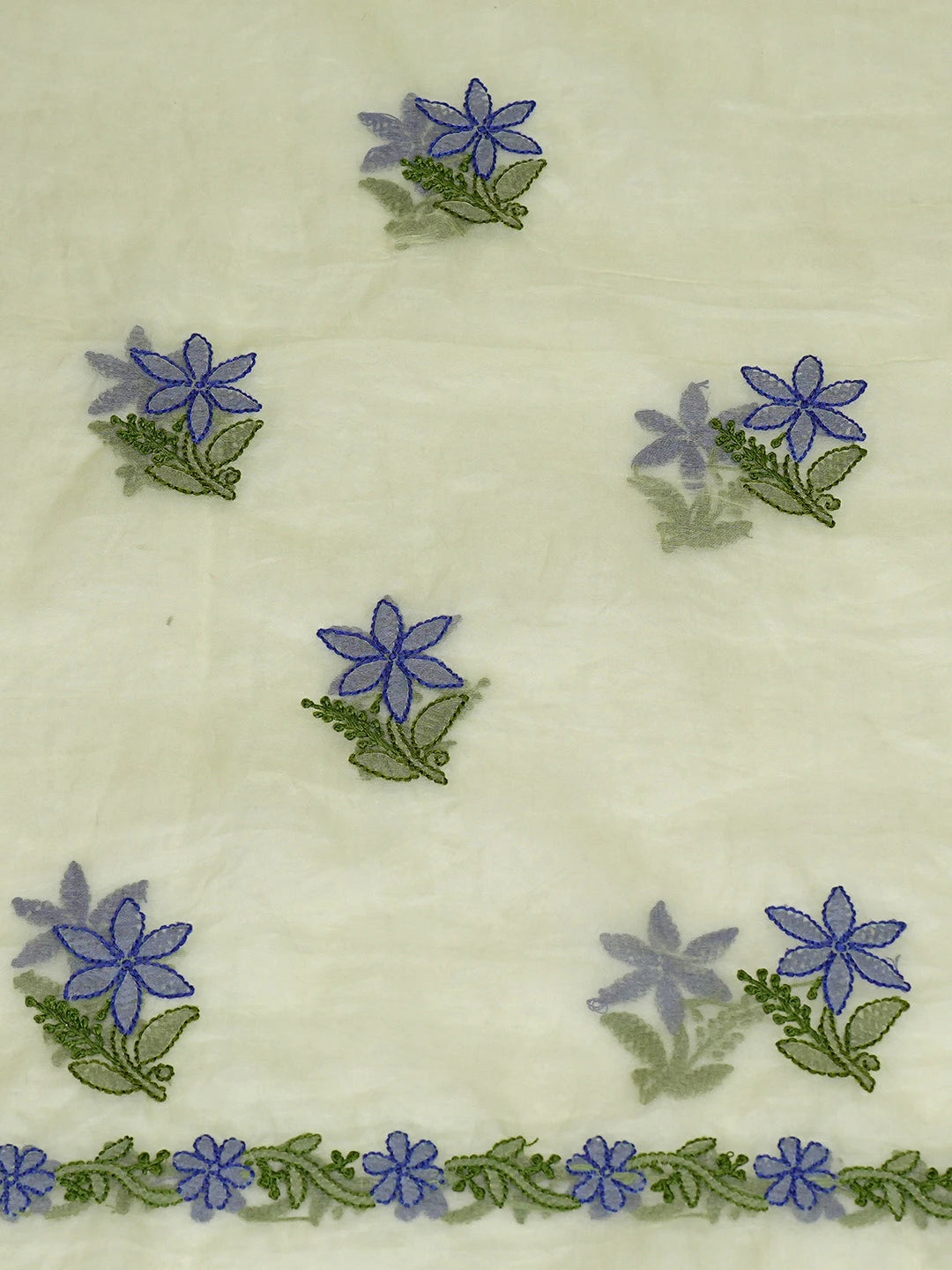 Ada Hand Embroidered Lime Green Organza Lucknowi Chikankari Unstitched Kurta Dupatta Set 01A767718