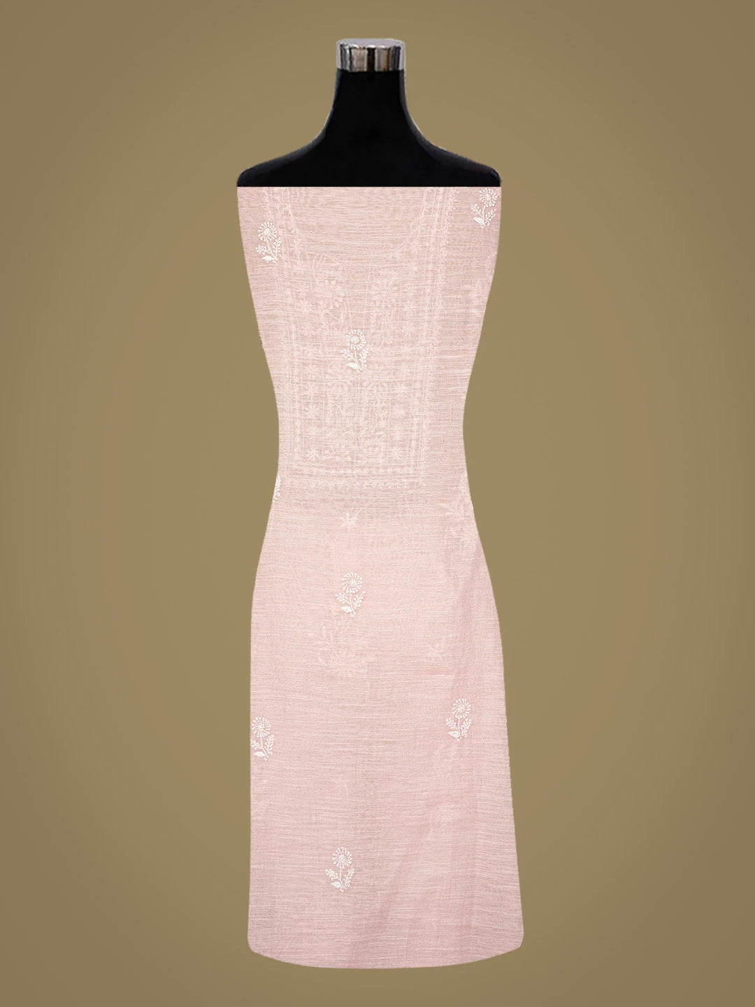 Ada Hand Embroidered Pink Chanderi Lucknowi Chikankari Unstitched Kurta Dupatta Set 01A778431
