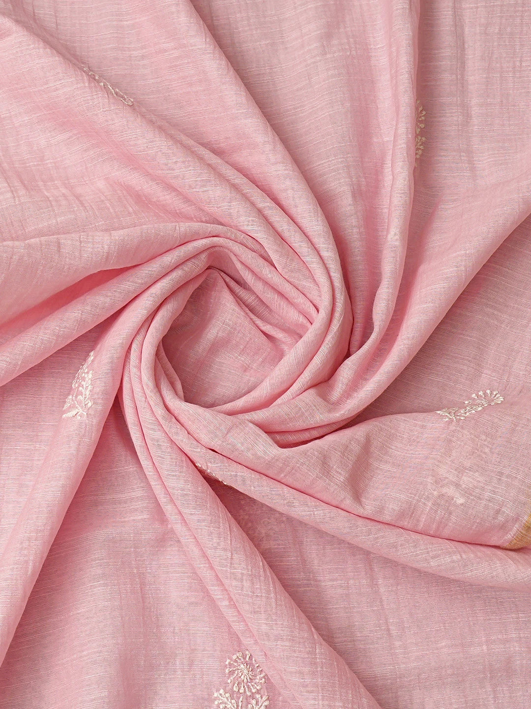 Ada Hand Embroidered Pink Chanderi Lucknowi Chikankari Unstitched Kurta Dupatta Set 01A778431