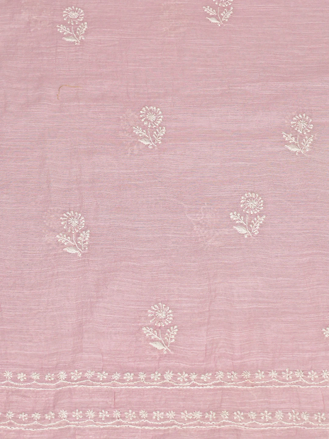 Ada Hand Embroidered Pink Chanderi Lucknowi Chikankari Unstitched Kurta Dupatta Set 01A778431