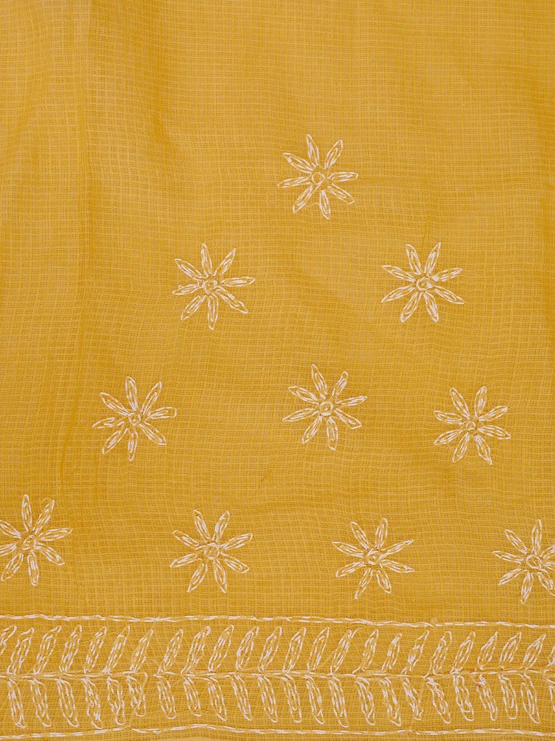 Ada Hand Embroidered Yellow Kota Lucknowi Chikankari Saree With Blouse 01A525436