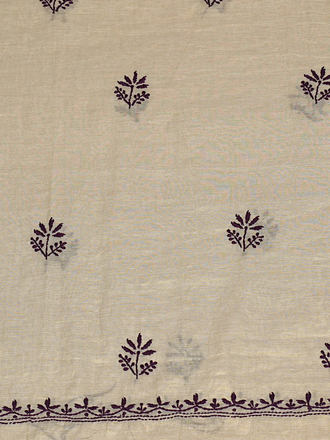 Ada Hand Embroidered Fawn Tissue Lucknowi Chikankari Unstitched Kurta Dupatta Set 01A809542