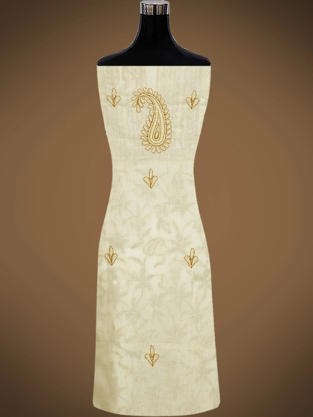 Ada Hand Embroidered Vanilla Yellow Cotton Lucknowi Chikankari Unstitched Suit Piece 01A829724