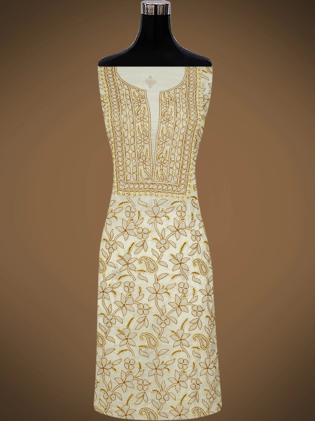 Ada Hand Embroidered Vanilla Yellow Cotton Lucknowi Chikankari Unstitched Suit Piece 01A829724