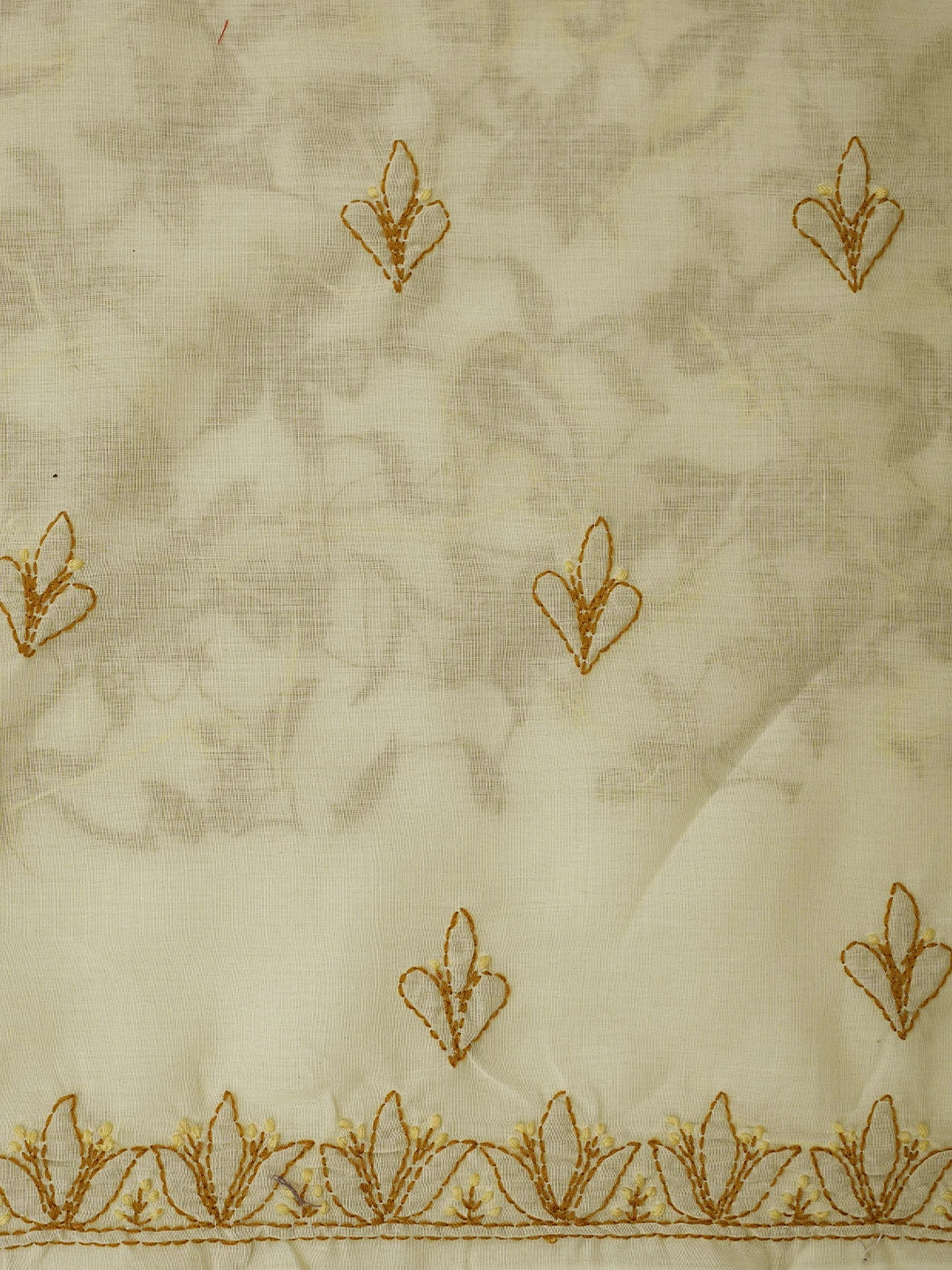 Ada Hand Embroidered Vanilla Yellow Cotton Lucknowi Chikankari Unstitched Suit Piece 01A829724