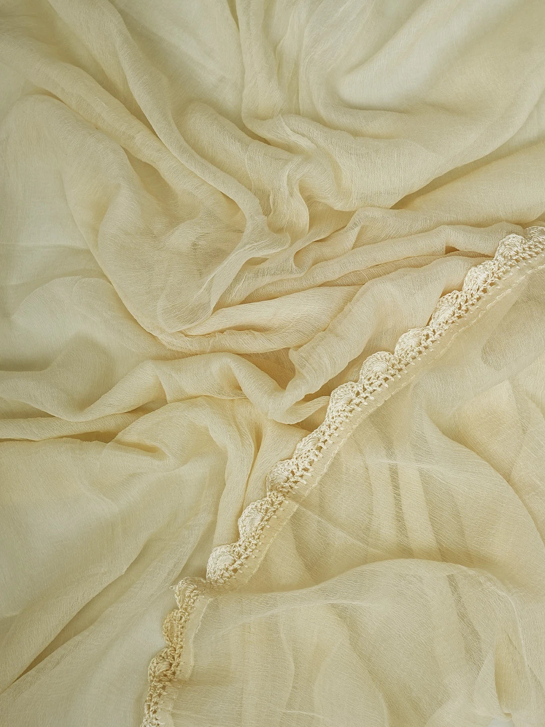 Ada Hand Embroidered Vanilla Yellow Cotton Lucknowi Chikankari Unstitched Suit Piece 01A829724