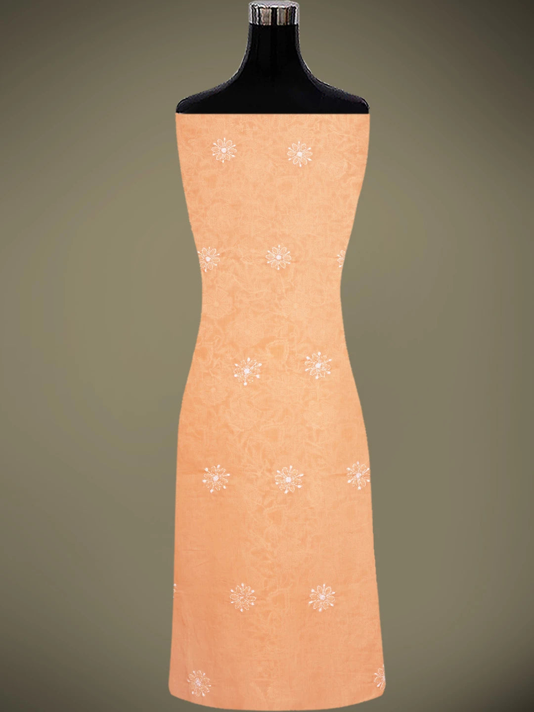 Ada Hand Embroidered Peach Cotton Lucknowi Chikankari Unstitched Kurta Piece 01A829676