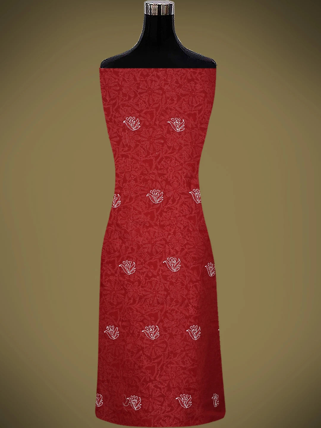 Ada Hand Embroidered Maroon Cotton Lucknowi Chikankari Unstitched Kurta Piece 01A829659