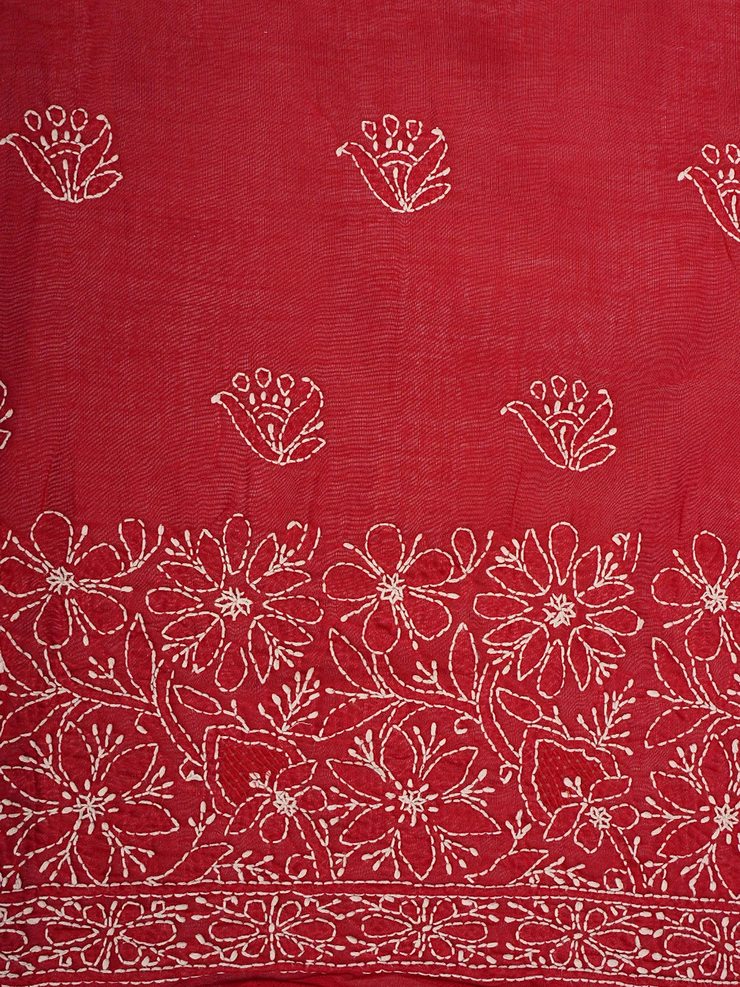 Ada Hand Embroidered Maroon Cotton Lucknowi Chikankari Unstitched Kurta Piece 01A829659