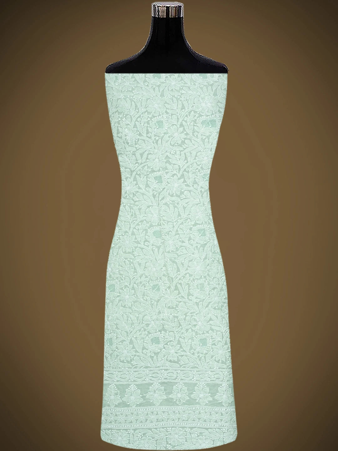 Ada Hand Embroidered Light Green Cotton Lucknowi Chikankari Unstitched Kurta Piece 01A829656