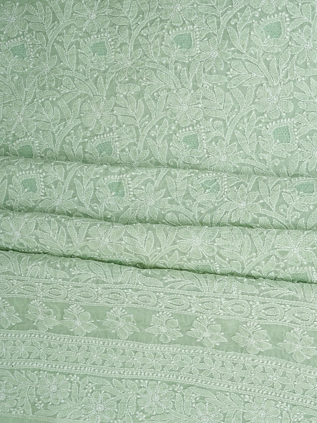 Ada Hand Embroidered Light Green Cotton Lucknowi Chikankari Unstitched Kurta Piece 01A829656