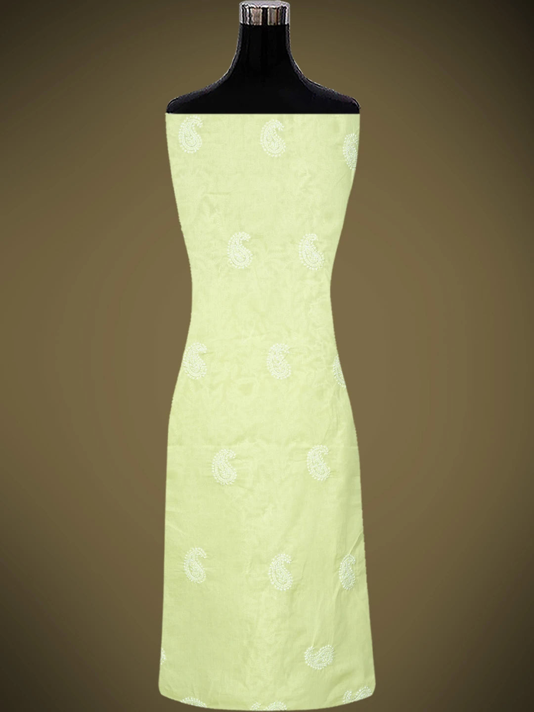 Ada Hand Embroidered Lime Green Cotton Lucknowi Chikankari Unstitched Kurta Piece 01A829670