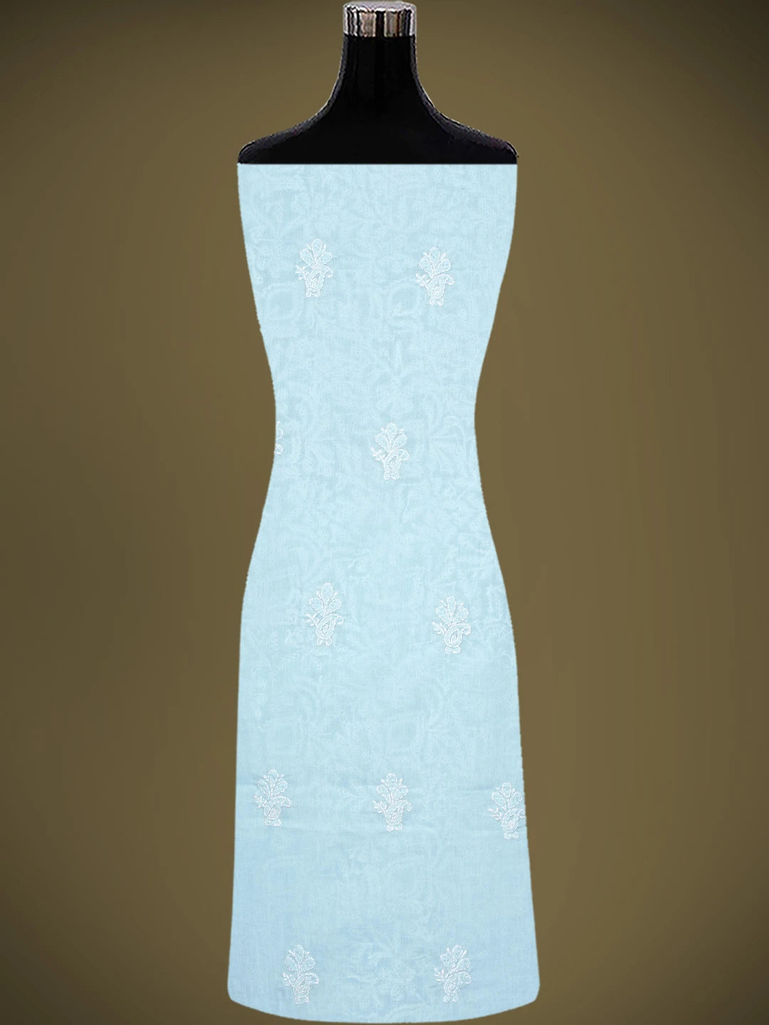 Ada Hand Embroidered Sky Blue Cotton Lucknowi Chikankari Unstitched Kurta Piece 01A829668