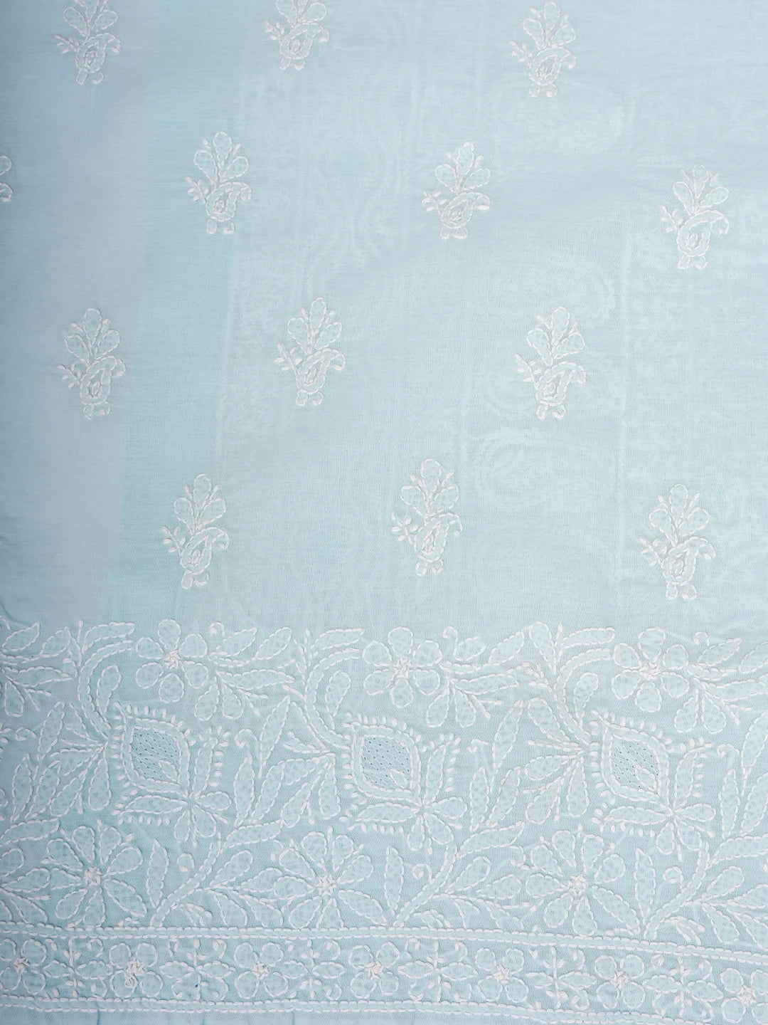 Ada Hand Embroidered Sky Blue Cotton Lucknowi Chikankari Unstitched Kurta Piece 01A829668