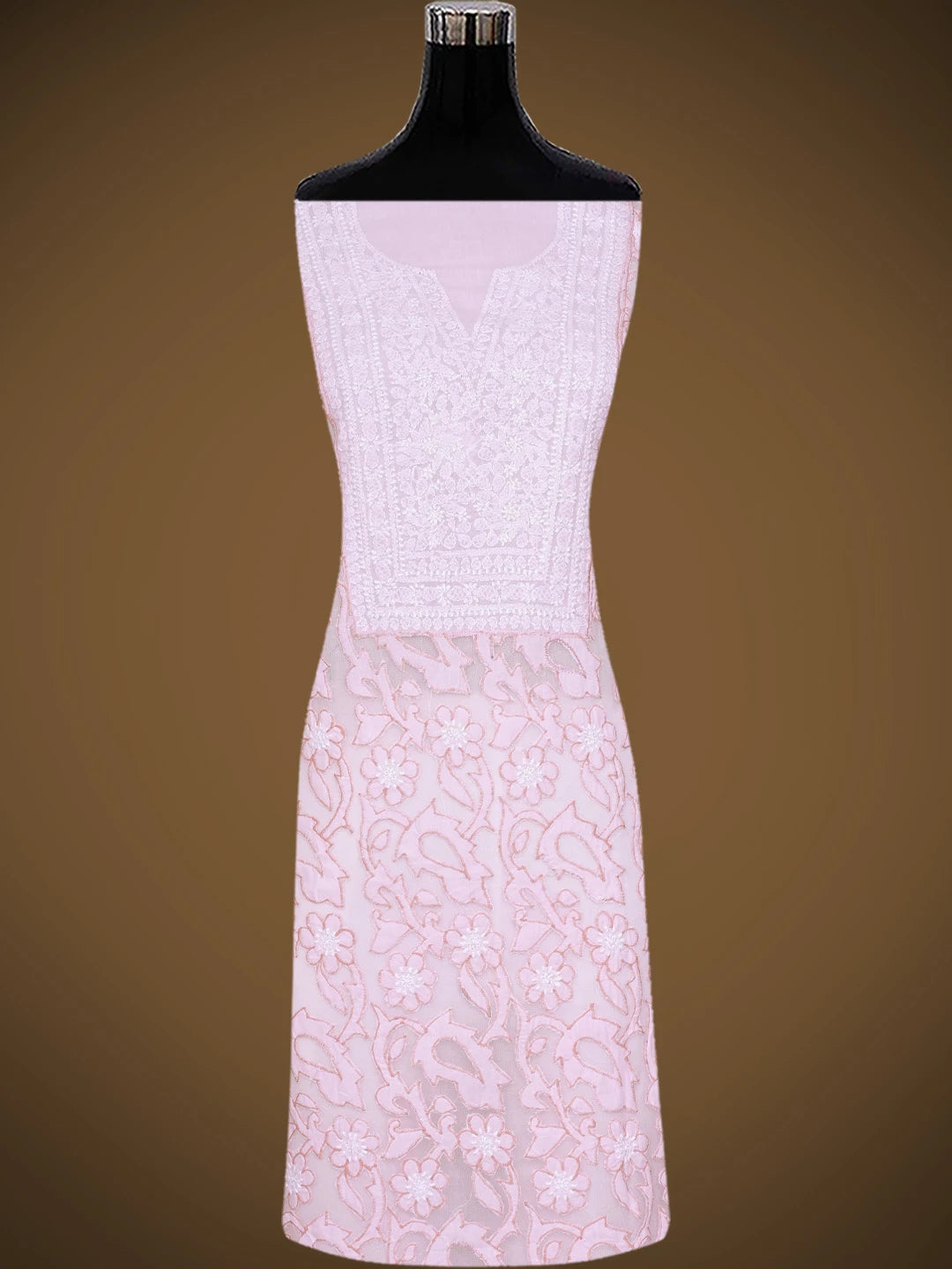 Ada Hand Embroidered Pink Cotton Lucknowi Chikankari Unstitched Suit Piece 01A821970