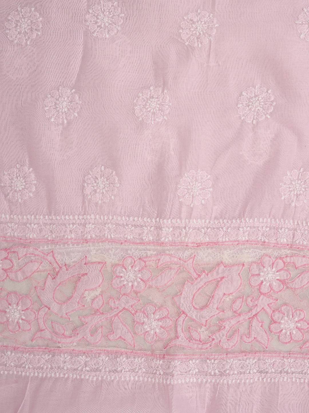 Ada Hand Embroidered Pink Cotton Lucknowi Chikankari Unstitched Suit Piece 01A821970