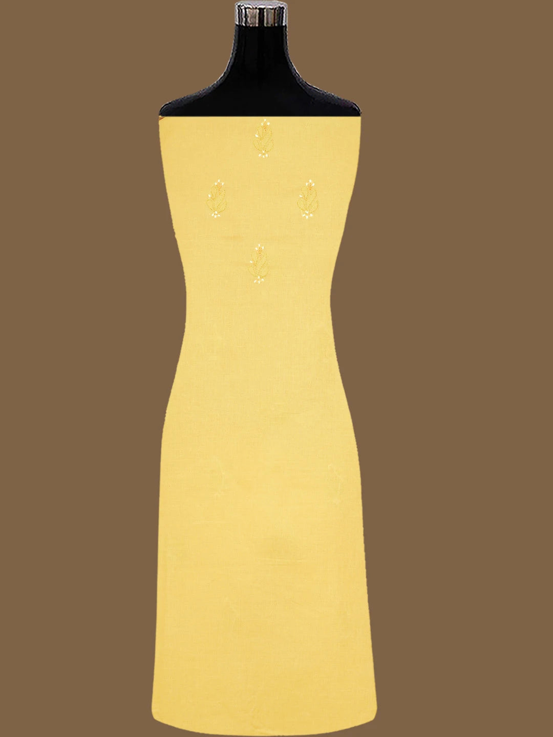 Ada Hand Embroidered Yellow Cotton Lucknowi Chikankari Unstitched Suit Piece 01A819198
