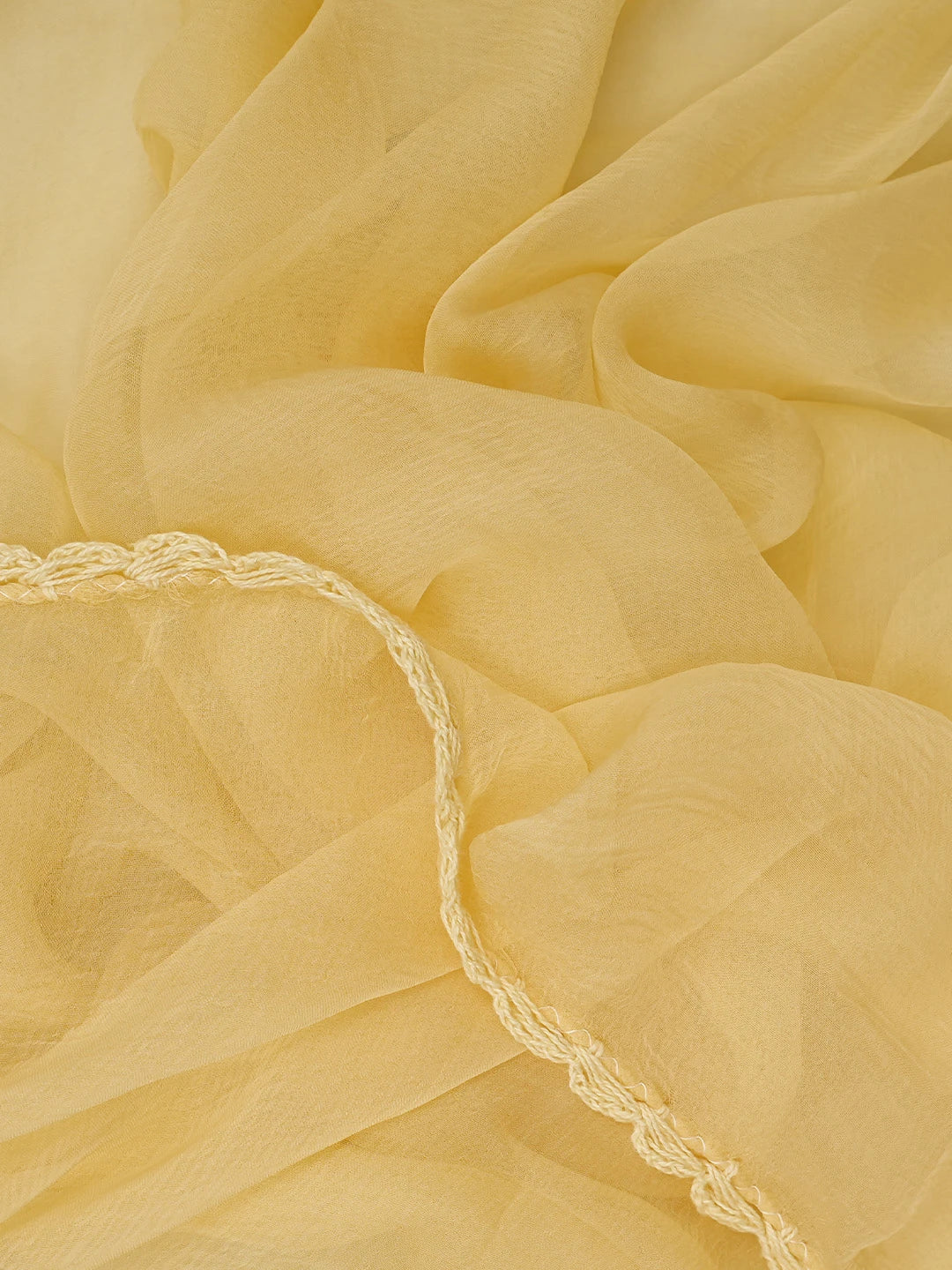 Ada Hand Embroidered Yellow Cotton Lucknowi Chikankari Unstitched Suit Piece 01A819198