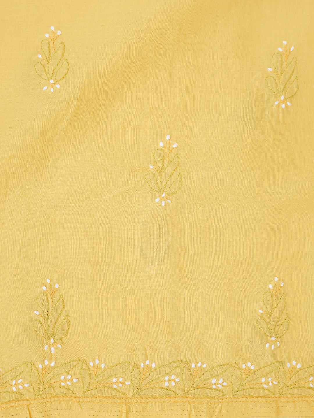 Ada Hand Embroidered Yellow Cotton Lucknowi Chikankari Unstitched Suit Piece 01A819198