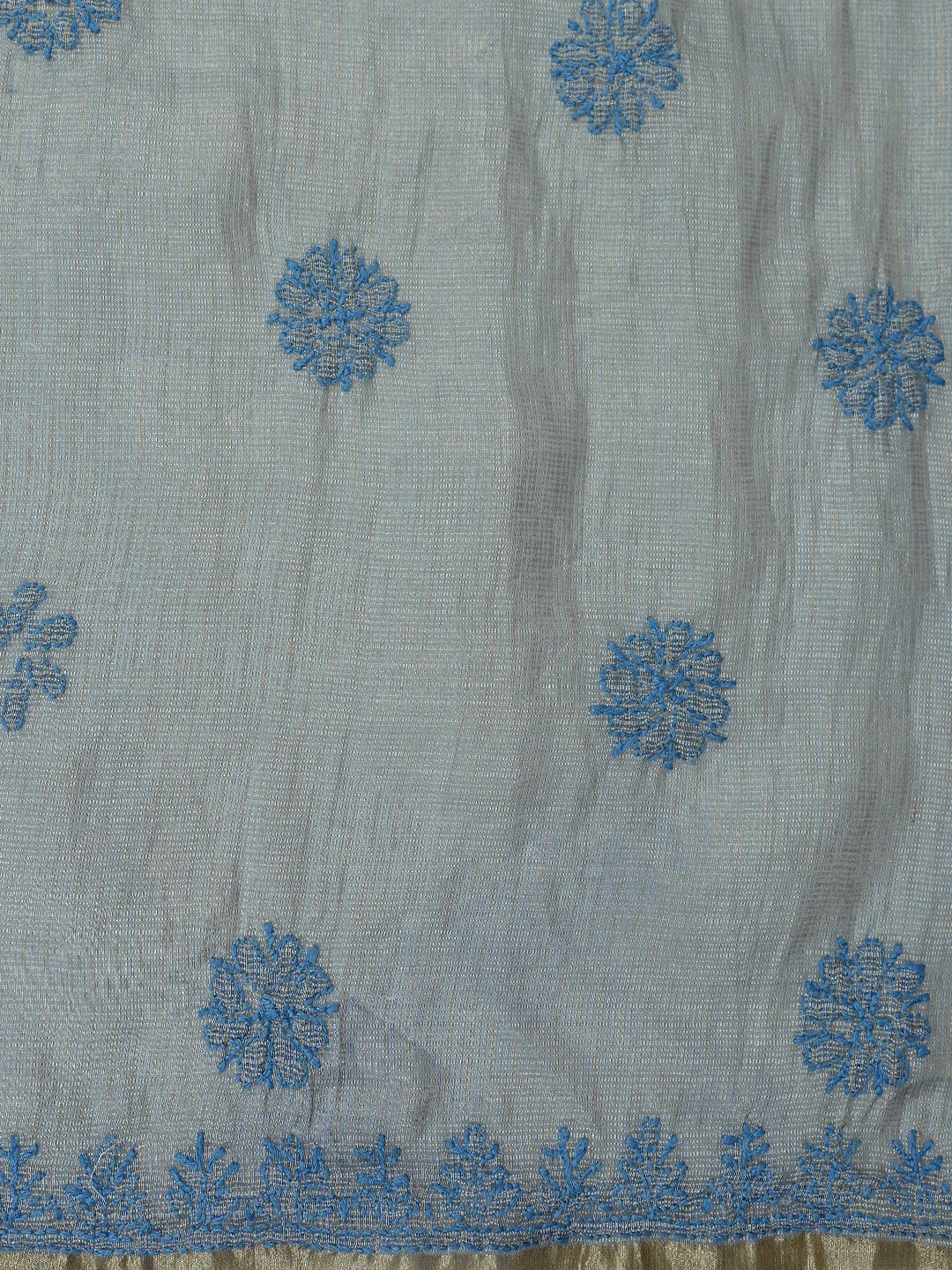 Ada Hand Embroidered Grey Kota Lucknowi Chikankari Unstitched Kurta Dupatta Set 01A802337