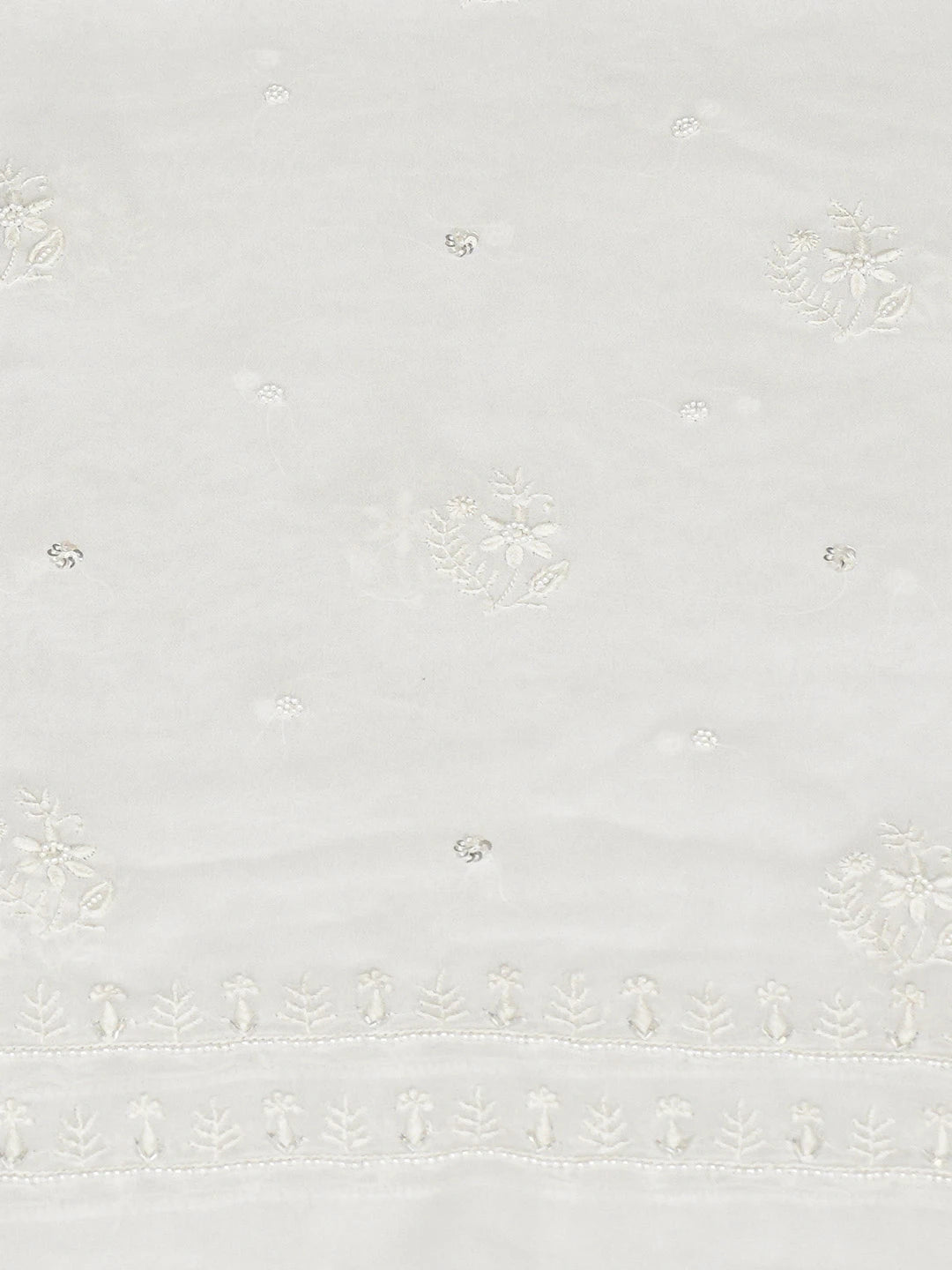Ada Hand Embroidered White Viscose Georgette Lucknowi Chikankari Unstitched Kurta Dupatta Set With Cutdana Work 08A500809