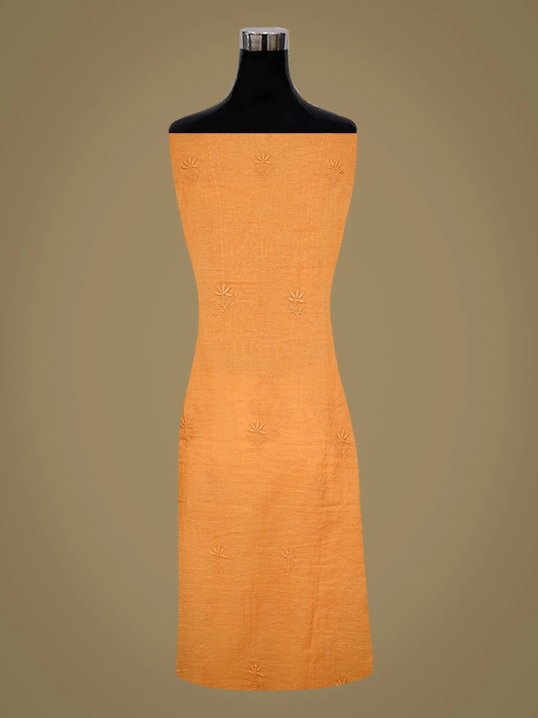 Ada Hand Embroidered Orange Lucknowi Chikankari Unstitched Kurta Dupatta Set 01A789491