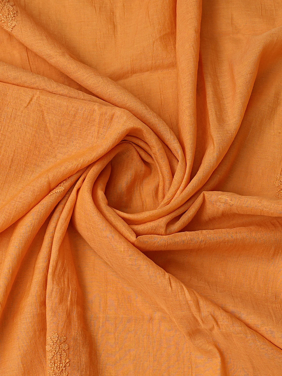 Ada Hand Embroidered Orange Lucknowi Chikankari Unstitched Kurta Dupatta Set 01A789491