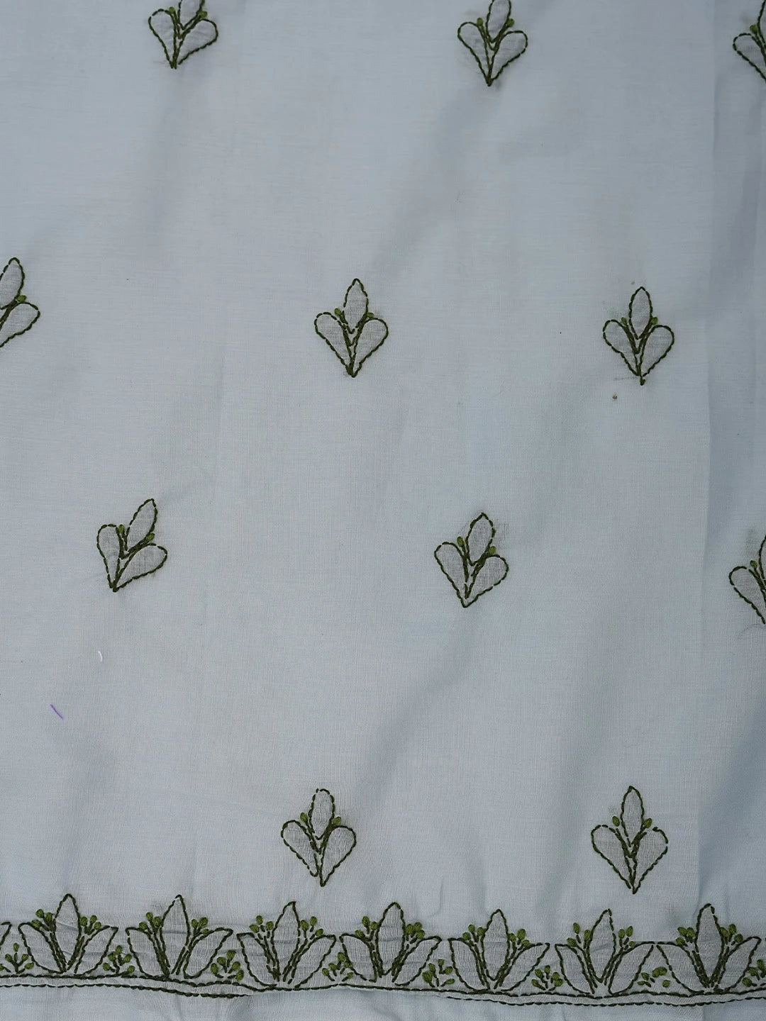 Ada Hand Embroidered Greyish Blue Cotton Lucknowi Chikankari Unstitched Suit Piece 01A829733