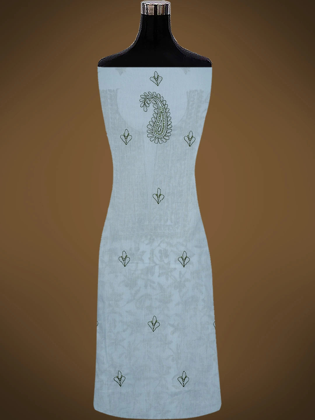 Ada Hand Embroidered Greyish Blue Cotton Lucknowi Chikankari Unstitched Suit Piece 01A829733
