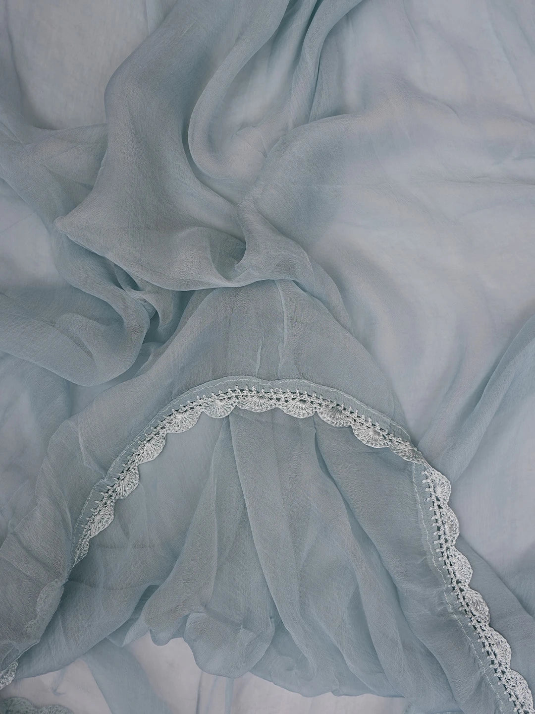 Ada Hand Embroidered Greyish Blue Cotton Lucknowi Chikankari Unstitched Suit Piece 01A829733