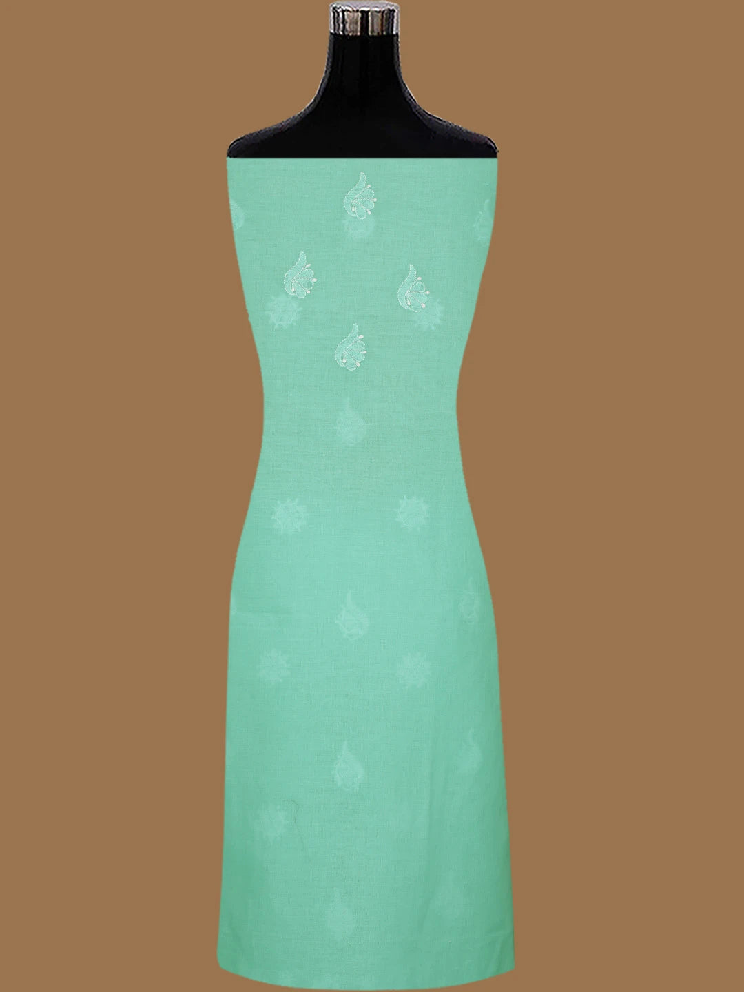 Ada Hand Embroidered Sea Green Cotton Lucknowi Chikankari Unstitched Suit Piece 01A819074