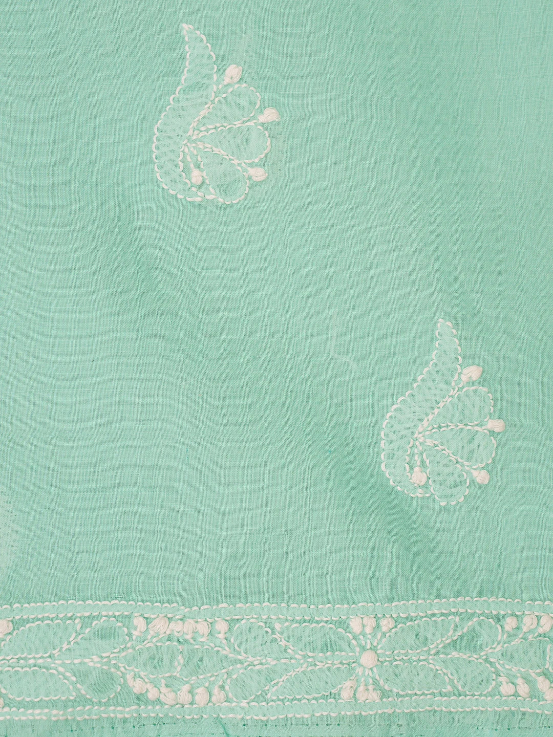 Ada Hand Embroidered Sea Green Cotton Lucknowi Chikankari Unstitched Suit Piece 01A819074