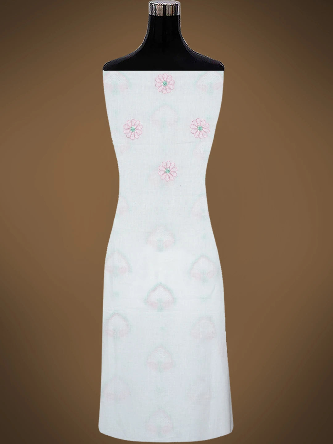 Ada Hand Embroidered White Cotton Lucknowi Chikankari Unstitched Suit Piece With Cutdana Work 08A500470