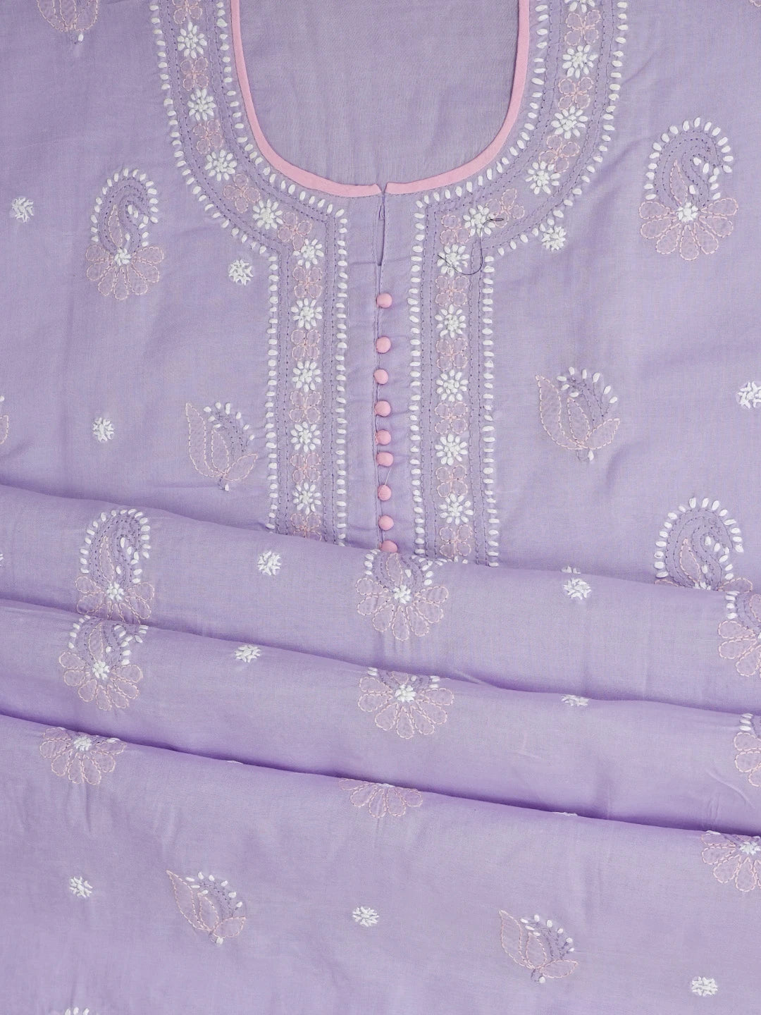 Ada Hand Embroidered Mauve Cotton Lucknowi Chikankari Unstitched Suit Piece 01A818843